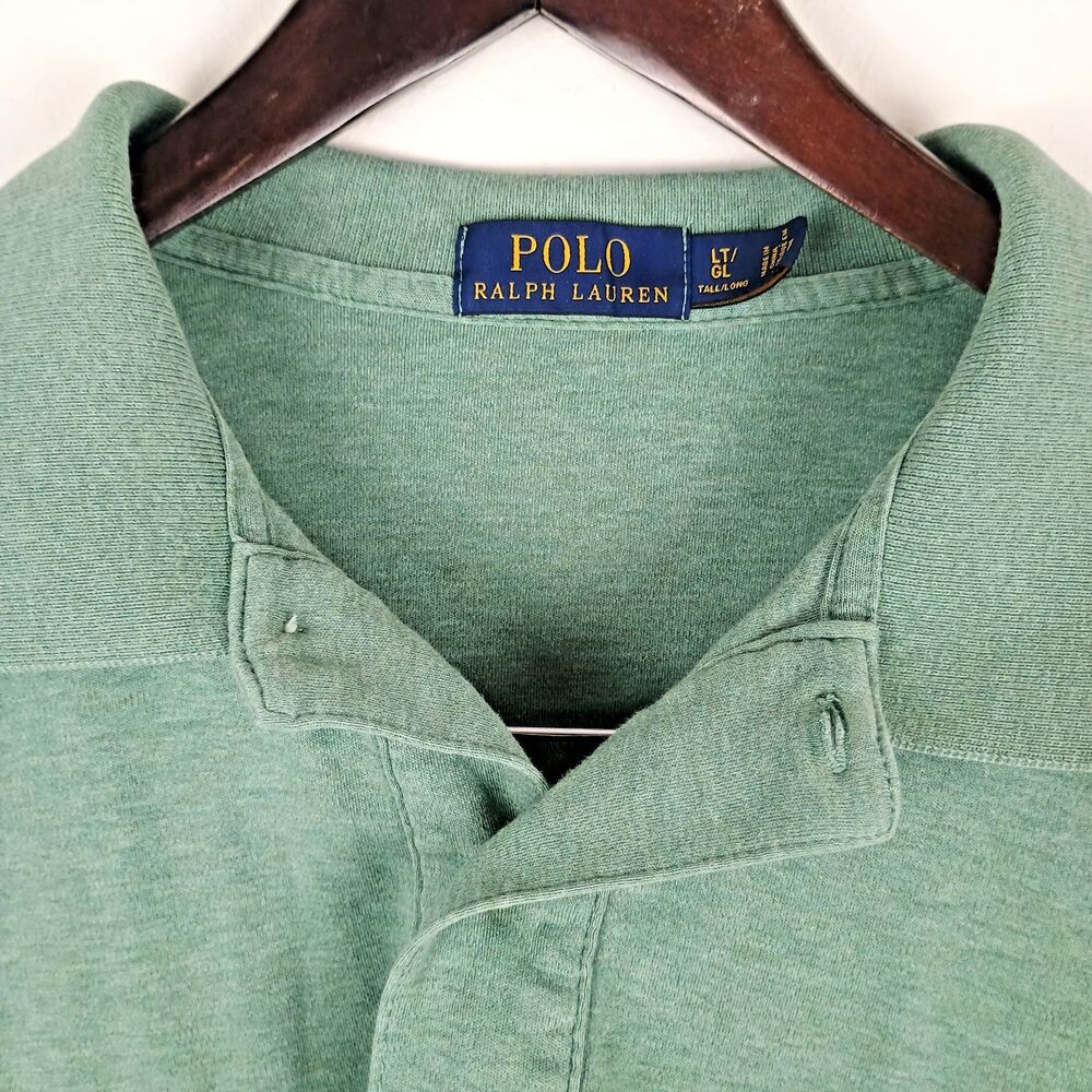 Polo Ralph Lauren Polo Mens LT Heather Green Short Sleeve Shirt White Pony